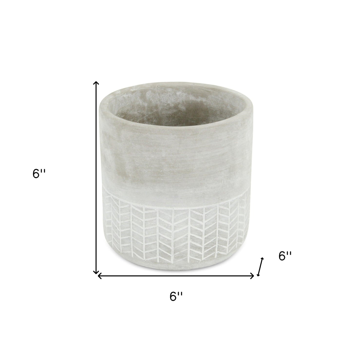 6" Light Gray Geometric Cement Indoor Outdoor Round Pot Planter-5