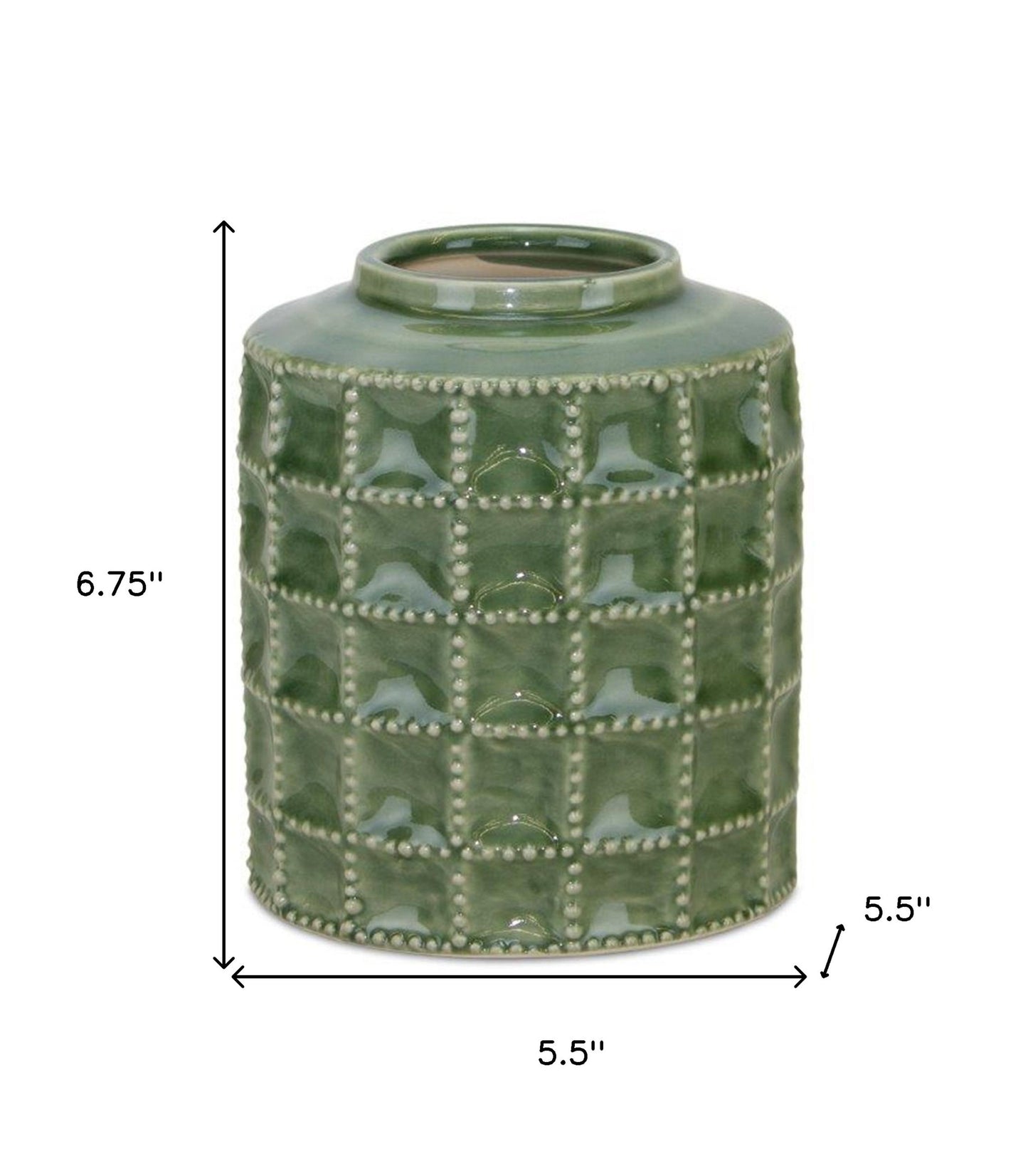 7" Green Terracotta Geometric Cylinder Table Vase-4
