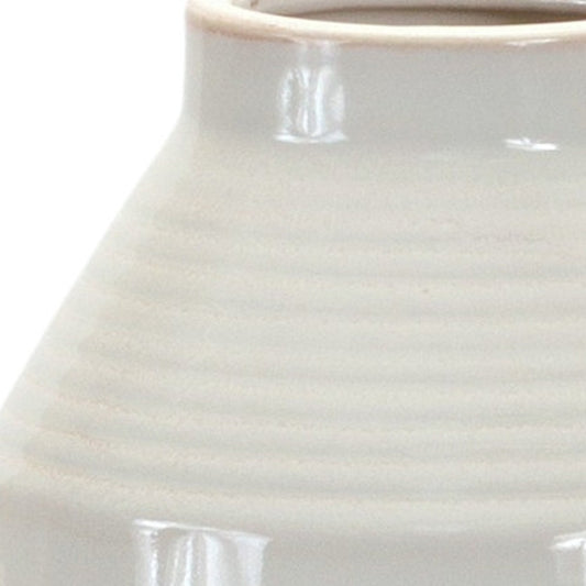 15" White Ribbed Cylinder Terracotta Table Vase-2
