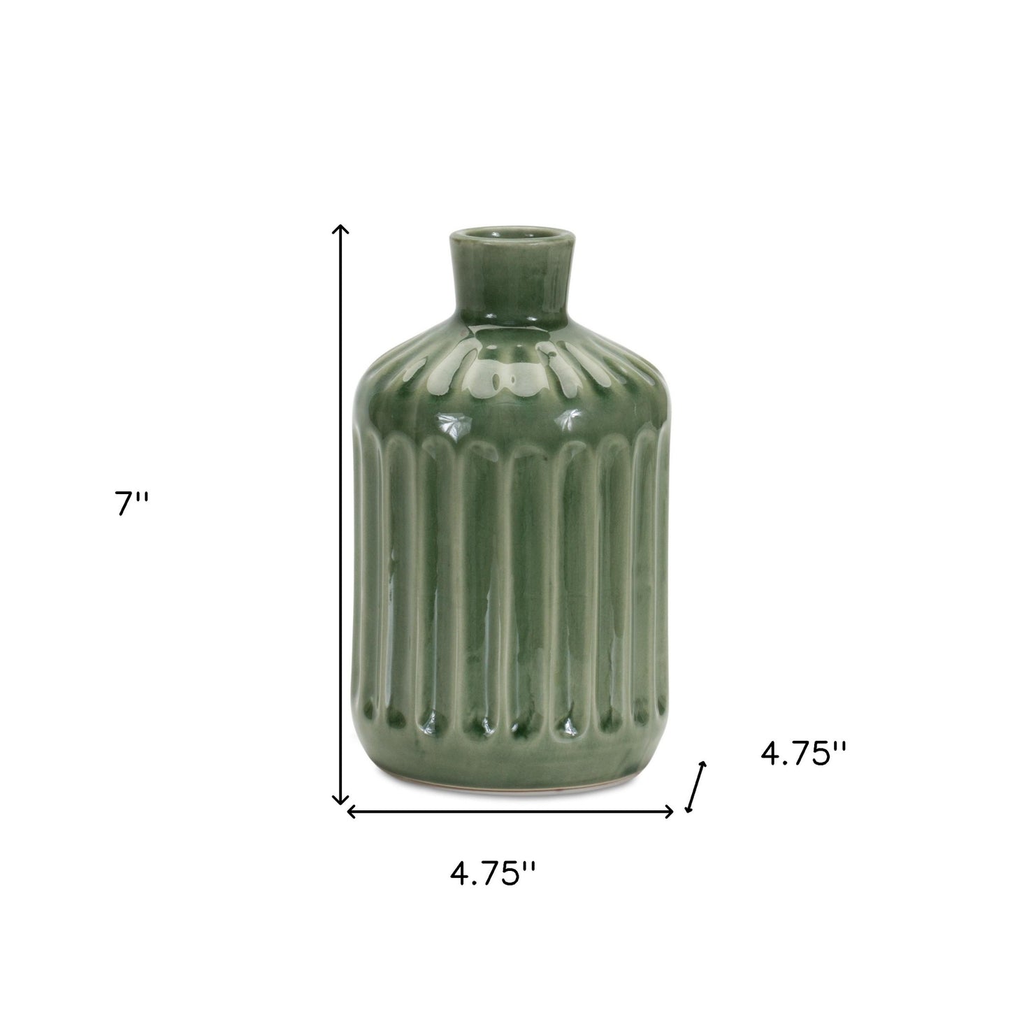 7" Green Terracotta Striped Bud Table Vase-4