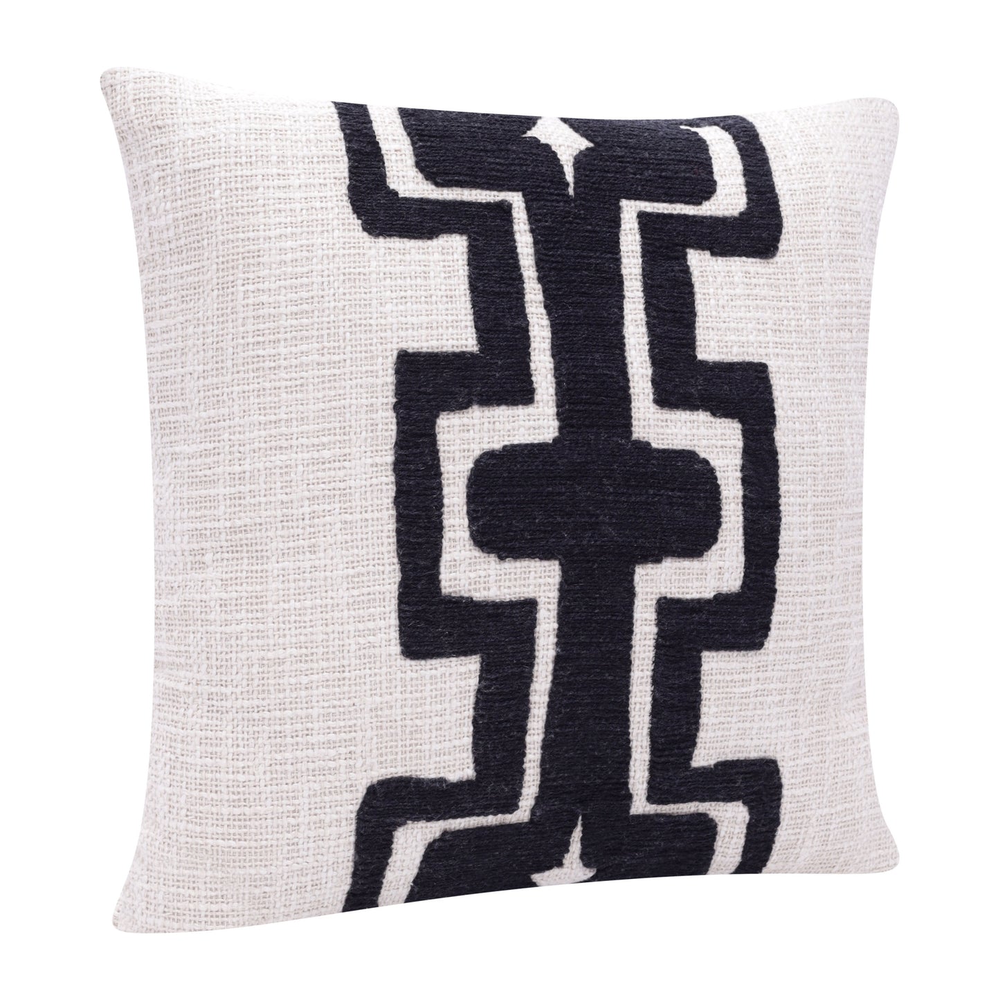 24" Black and Ivory Throw Pillow-1