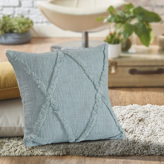 18" Blue Cotton Throw Pillow-8