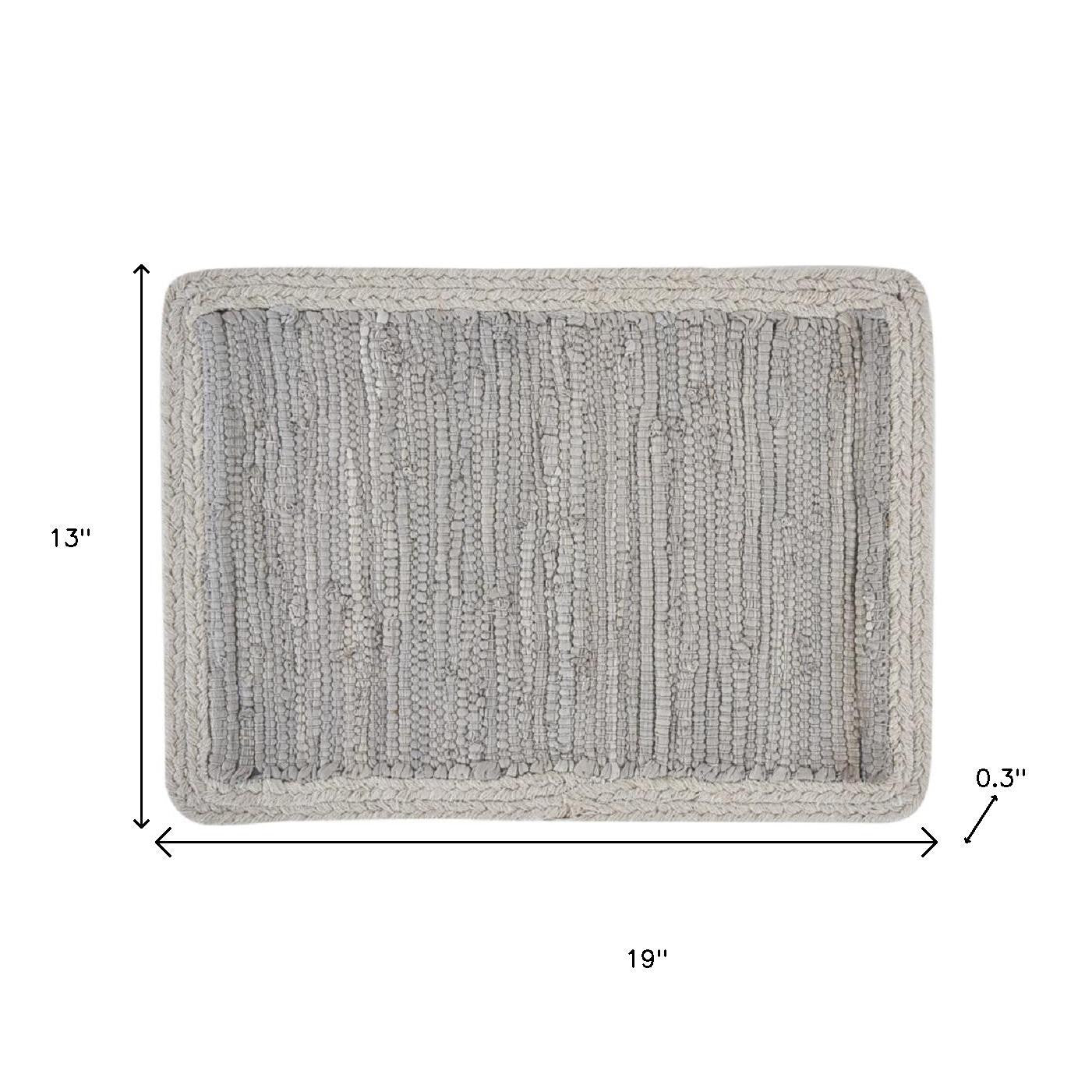 19" Set of Four Gray And Natural Cotton Placemats-8