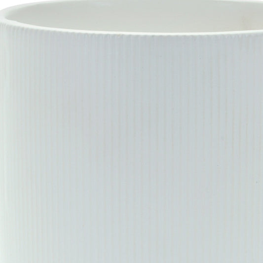 White Ceramic 7 Ounce Striped Footed Pot Planter-5