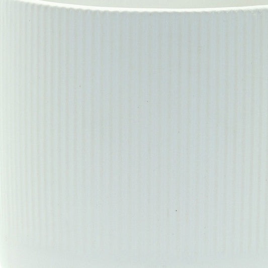 Set of Two White Ceramic Striped Footed Pot Planters-5