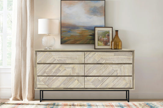 61" Natural Solid Wood Six Drawer Double Dresser-7