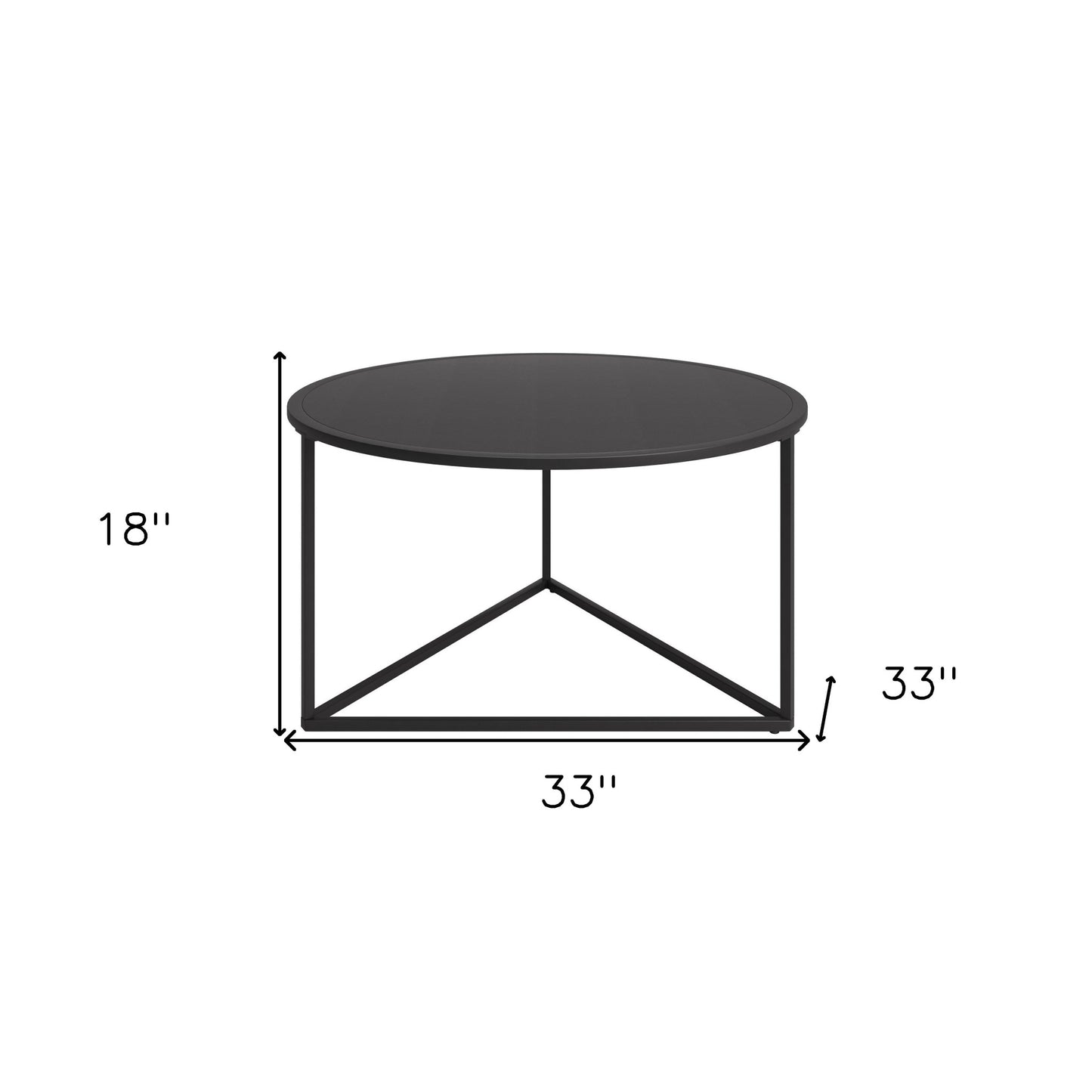 33" Black Steel Round Coffee Table-8