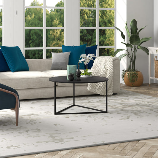 33" Black Steel Round Coffee Table-6