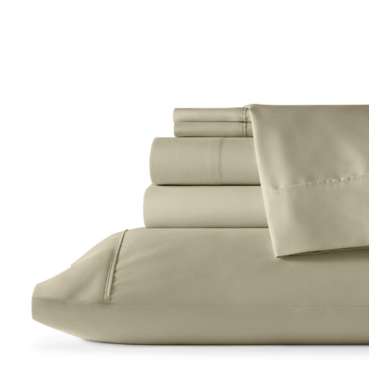 Six Piece Cream Microfiber King Sheet Set-2