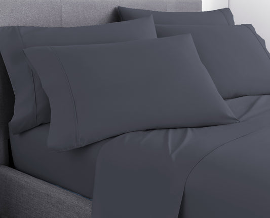 Six Piece Dark Gray Microfiber Queen Sheet Set-3