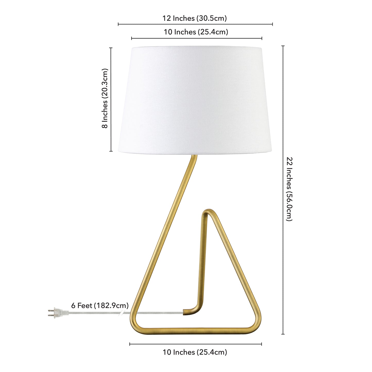22" Brass Metal Table Lamp With White Bell Shade-5
