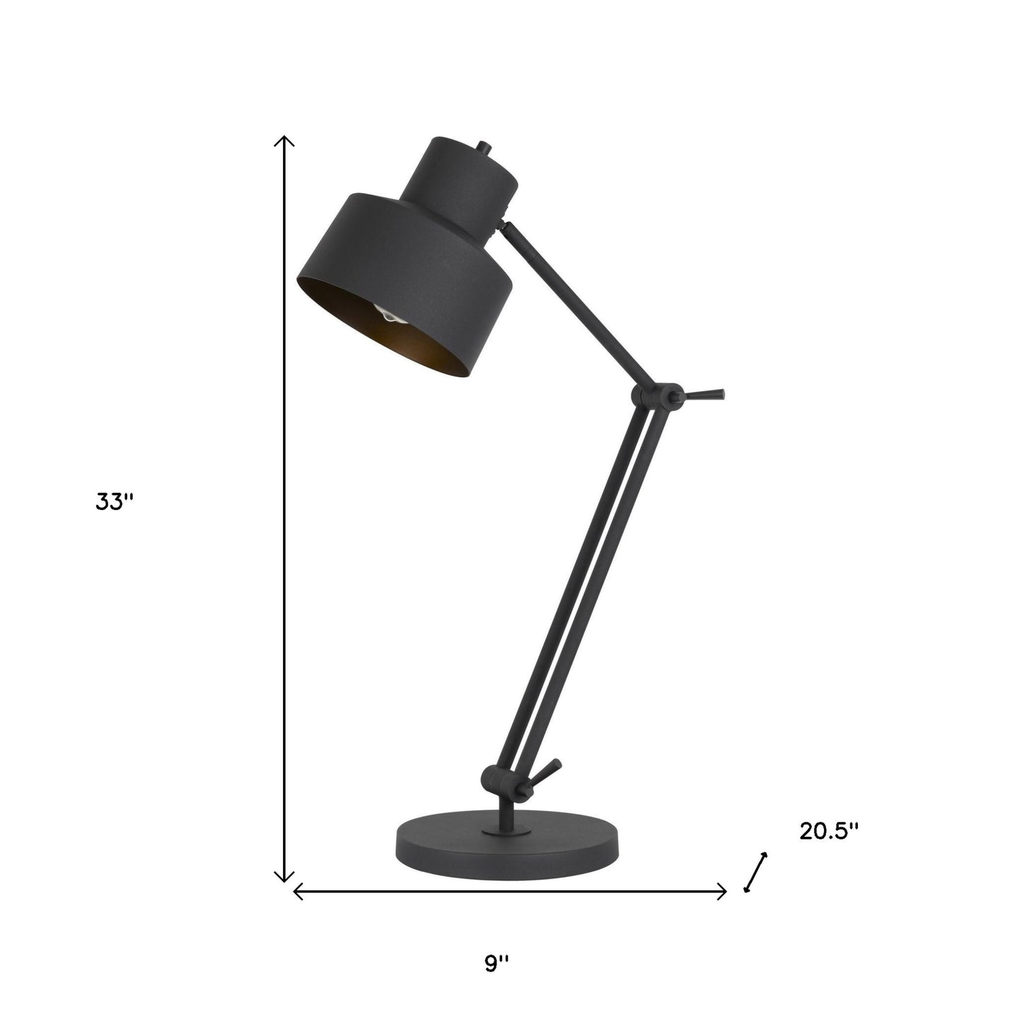 33" Black Metal Adjustable Desk Table Lamp-4
