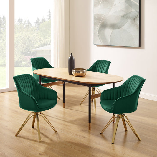 23" Green Velvet And Gold Swivel Arm Chair-7