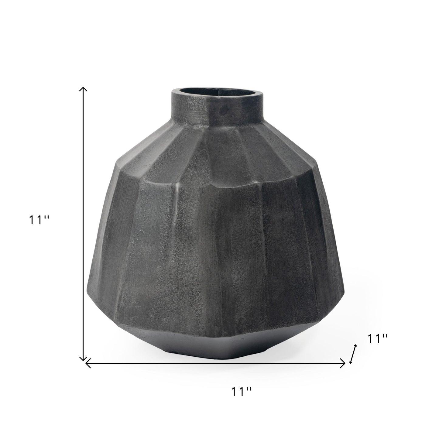 11" Gray Geometric Round Aluminum Table Vase-6