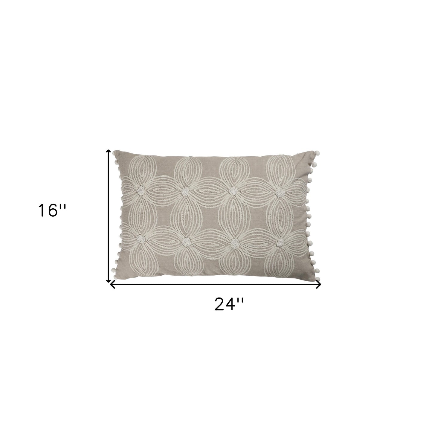 Beige and Ivory Throw Pillow with Embroidery-8