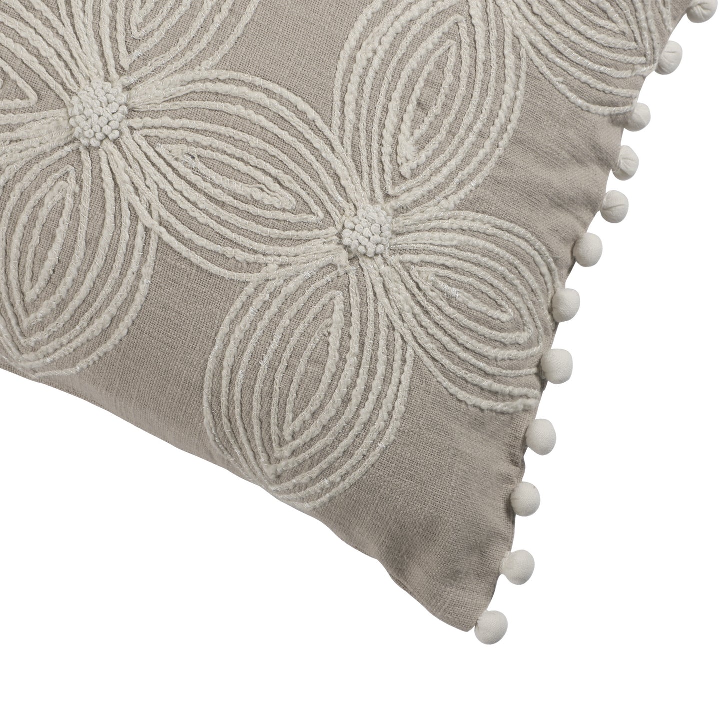 Beige and Ivory Throw Pillow with Embroidery-4