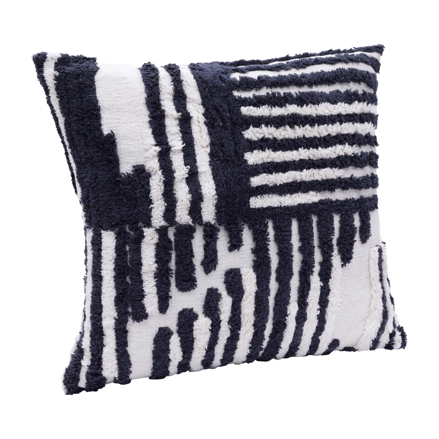 22" Navy and White Geometric Cotton Throw Pillow-5