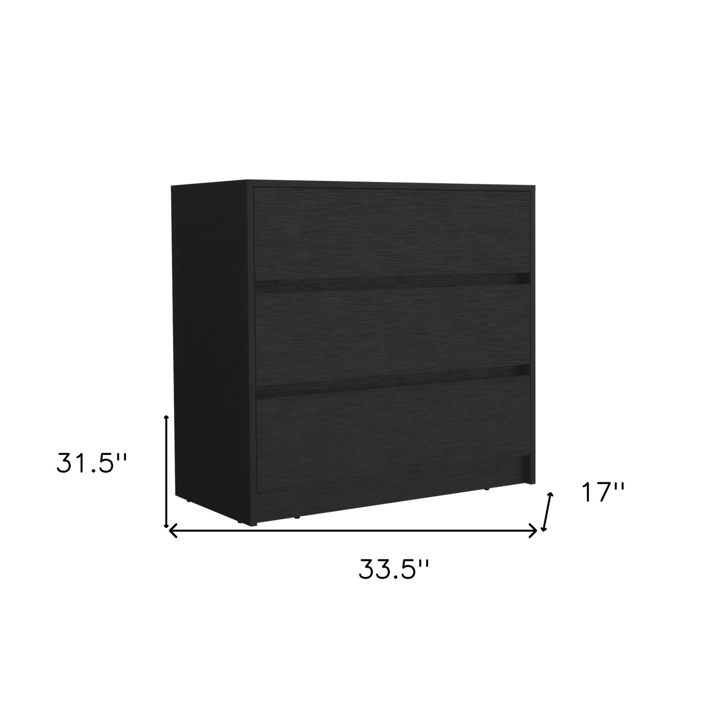 34" Black Three Drawer Dresser-7