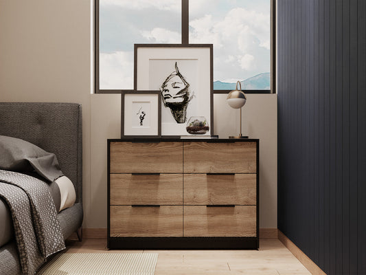 42" Brown and Black Six Drawer Double Dresser-8