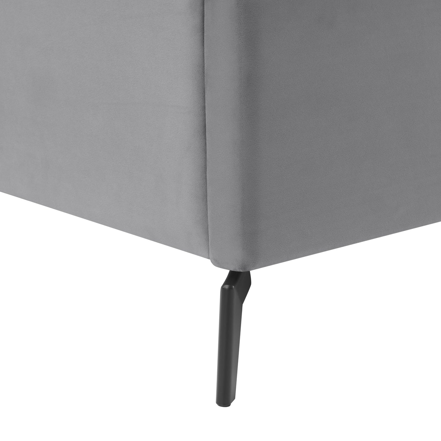 Light Gray Velvet Upholstered King Bed Frame-4