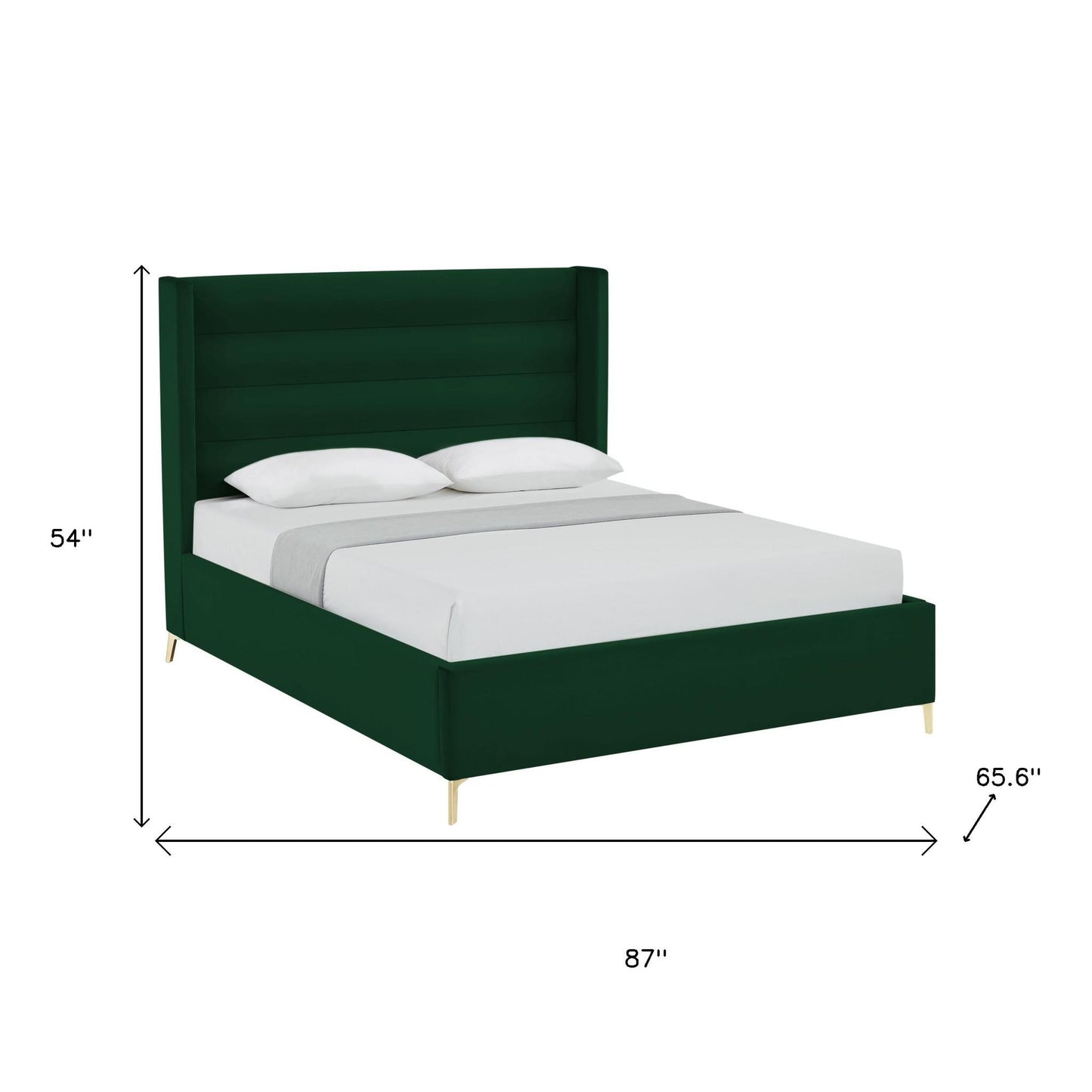 Green Velvet Upholstered Queen Bed Frame-8
