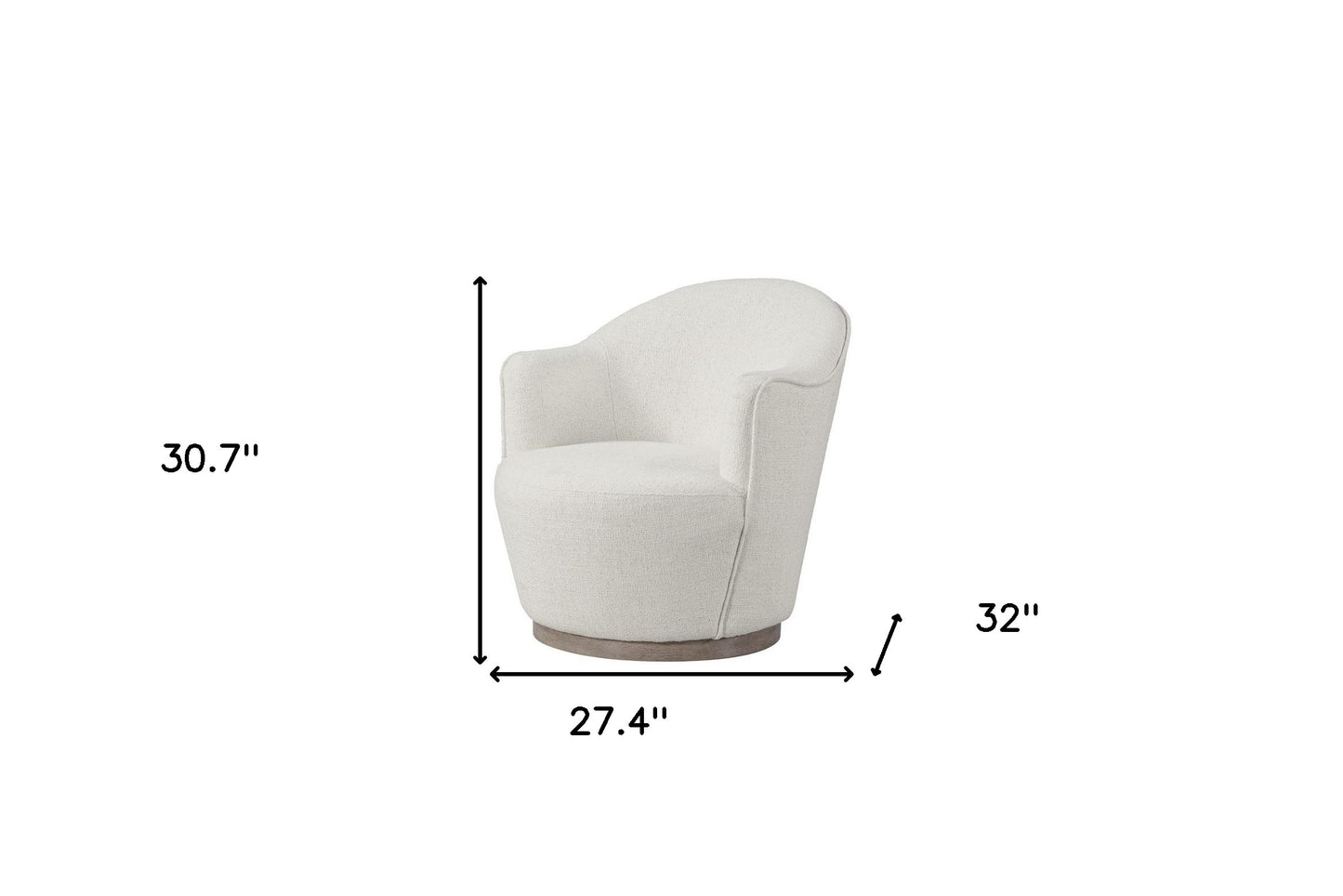 27" Off White Fabric Swivel Barrel Chair-5
