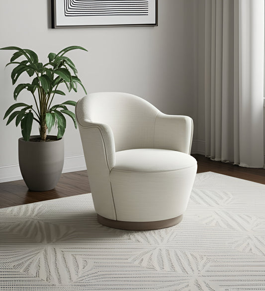 27" Off White Fabric Swivel Barrel Chair-0