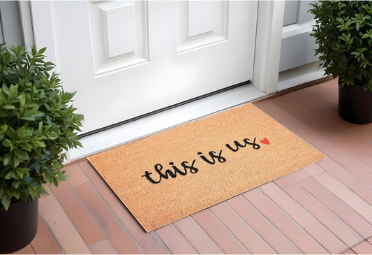 17" X 29" Natural and Black Coir This is Us Outdoor Door Mat-0