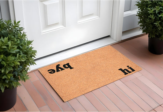 17" X 29" Natural and Black Coir Hi Bye Outdoor Door Mat-0