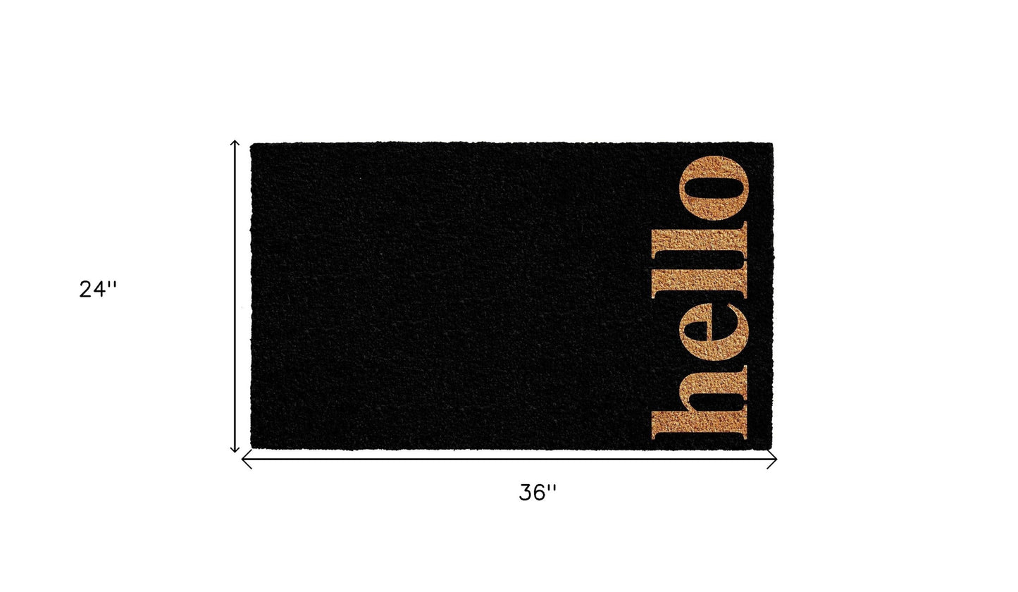 24" X 36" Black and Natural Coir Hello Outdoor Door Mat-2
