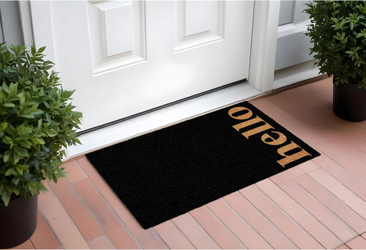 24" X 36" Black and Natural Coir Hello Outdoor Door Mat-0