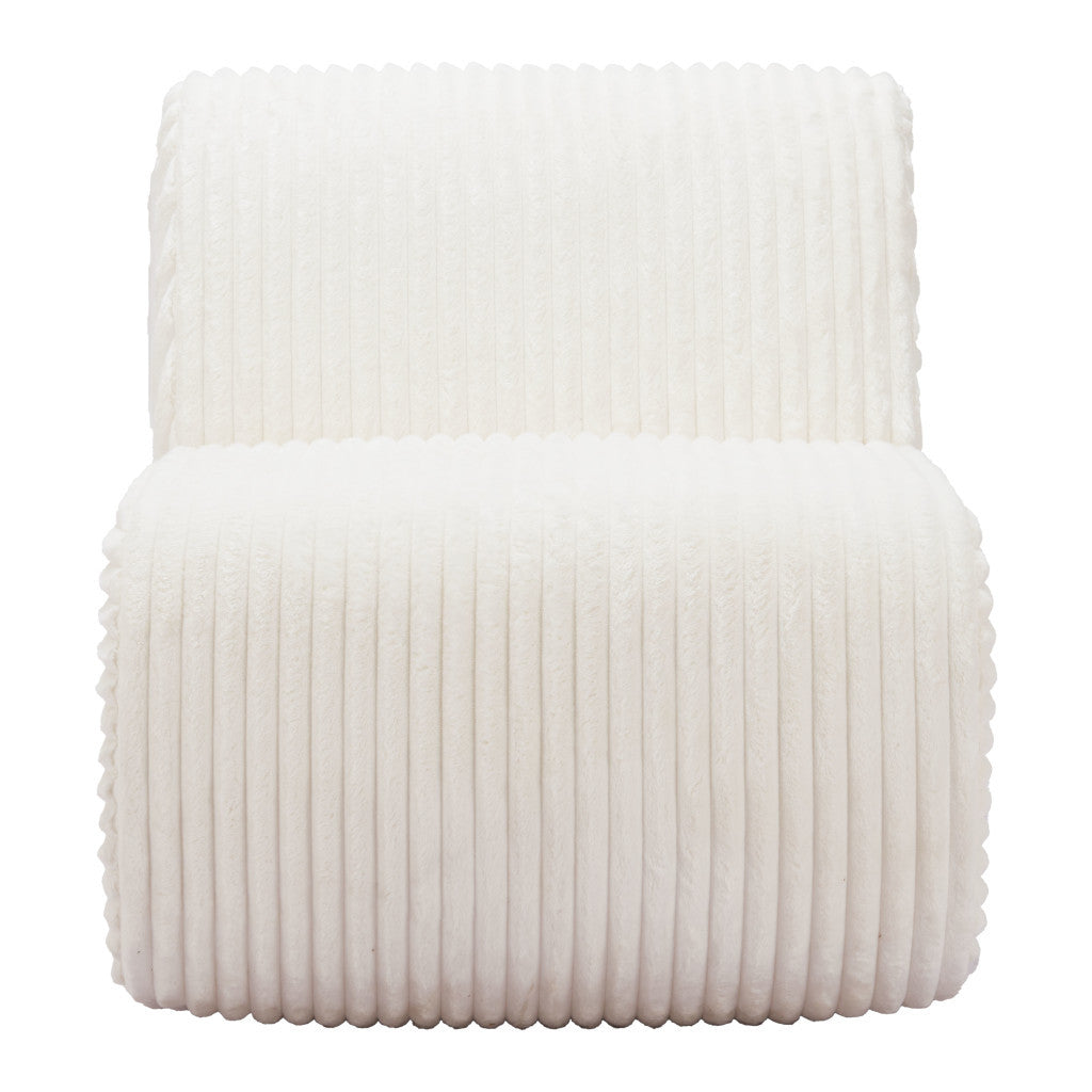 26" White Corduroy And Upholstered Lounge Chair-2