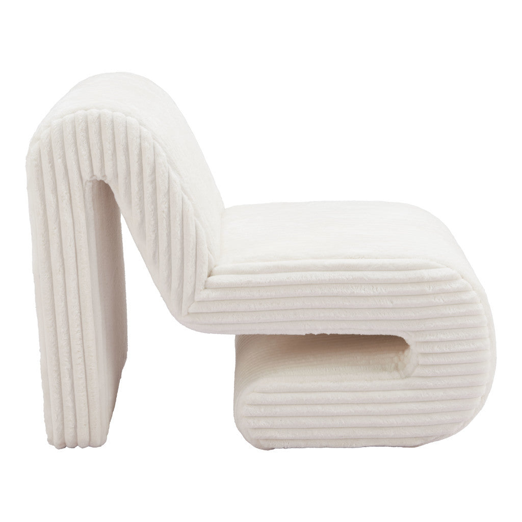 26" White Corduroy And Upholstered Lounge Chair-7