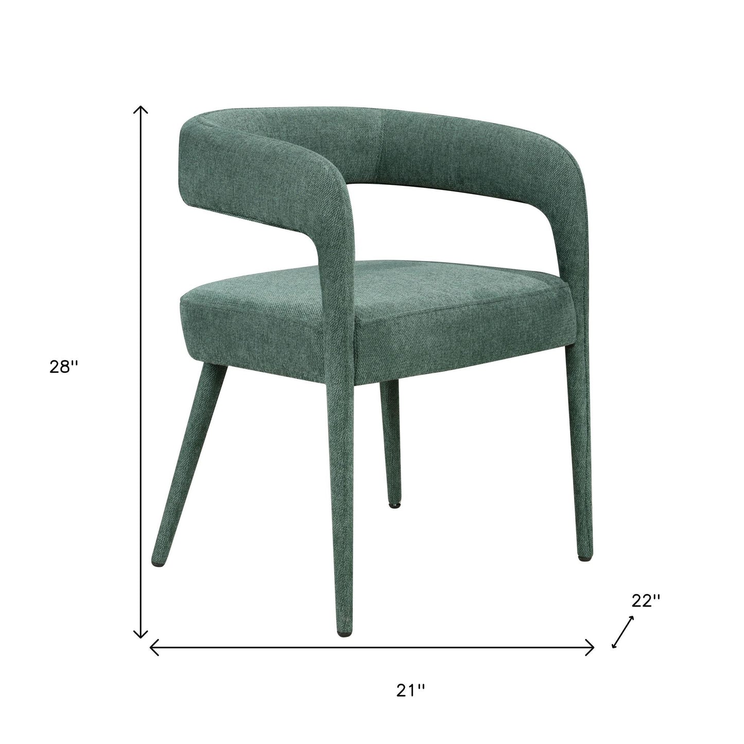 Set of Two Green Upholstered Linen Open Back Dining Side Chairs-6