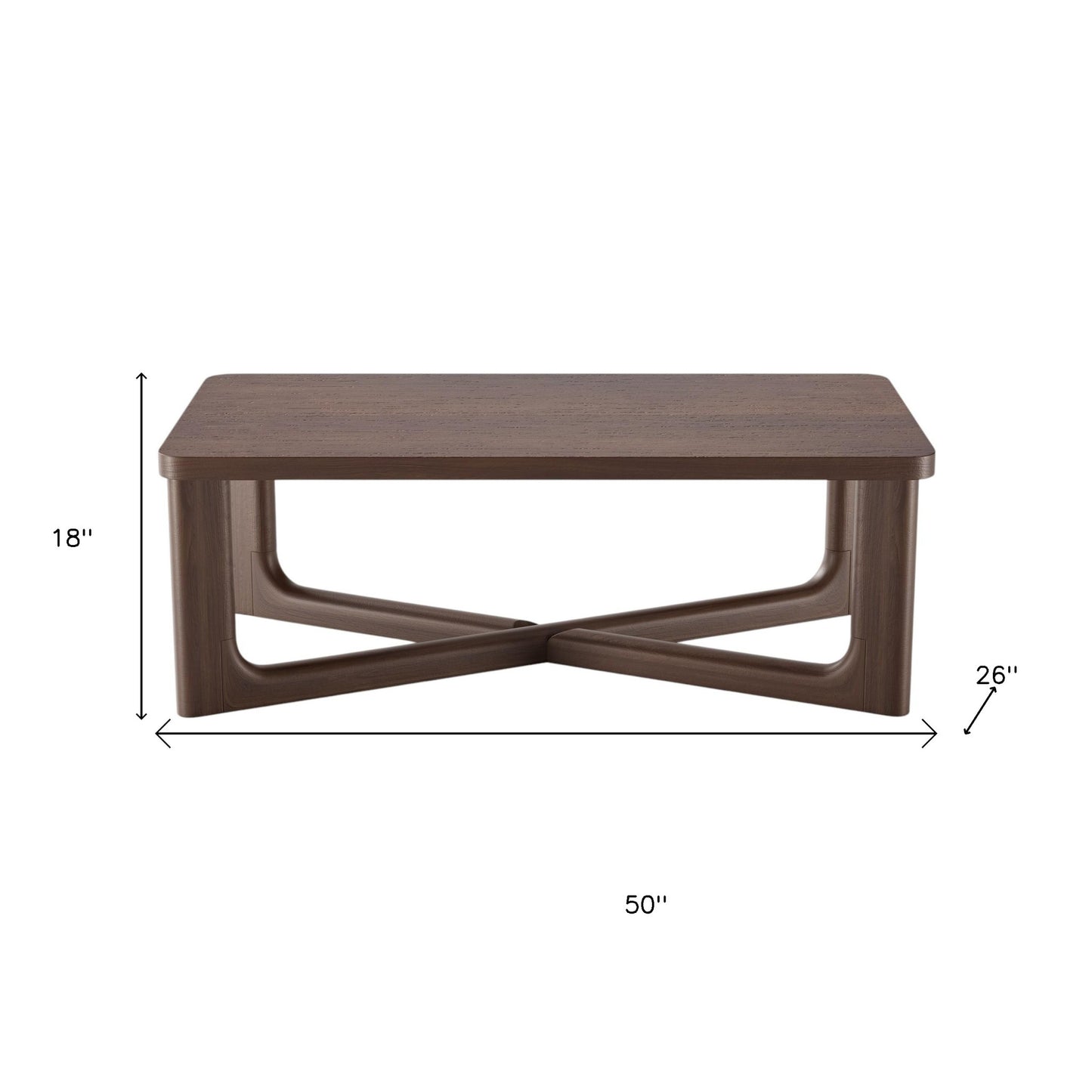 50" Walnut Solid Wood Cross Legs Coffee Table-8