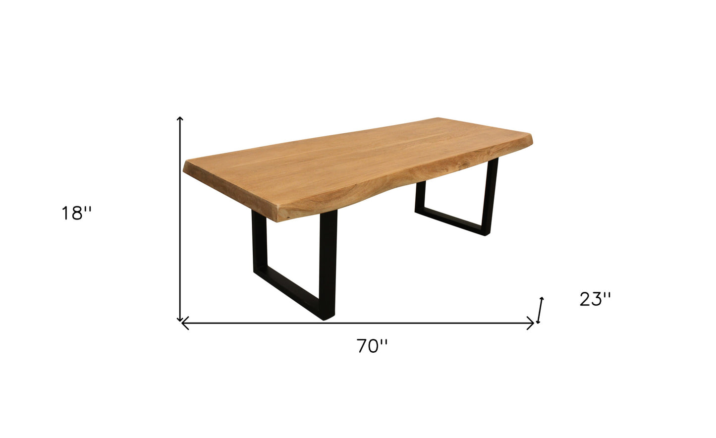 70" Natural And Black Solid Wood And Iron Live Edge Coffee Table-4