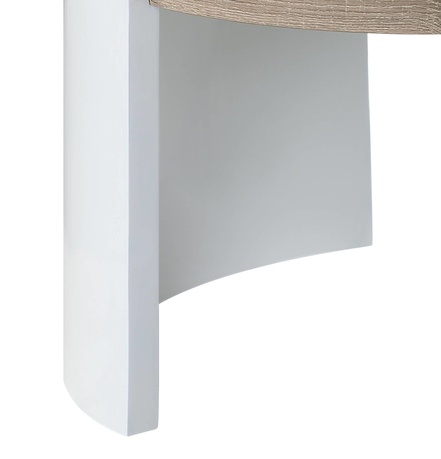 33" Oak and White Wood Round Partial Frame Coffee Table-6
