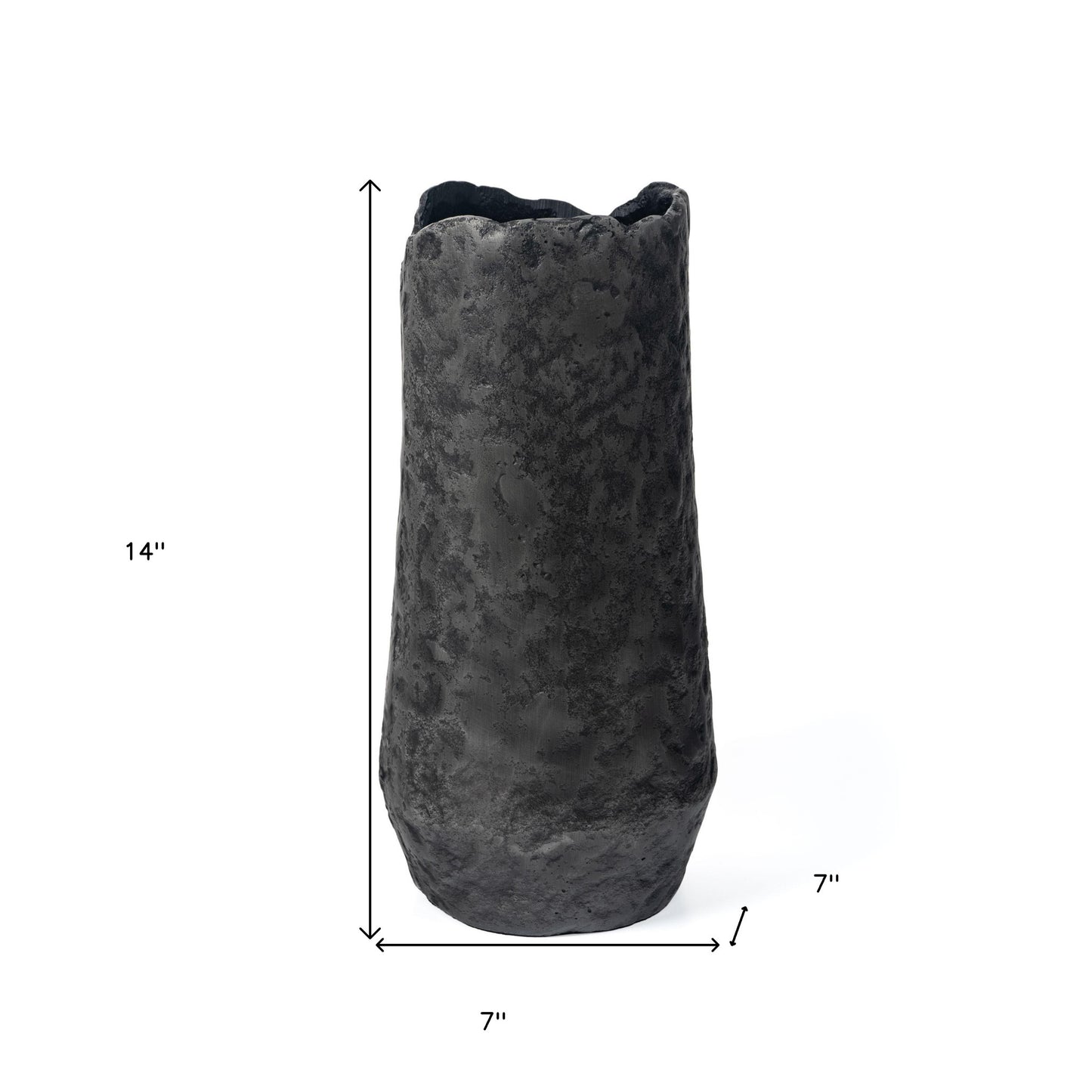 14" Gray Hammered Cylinder Aluminum Table Vase-6