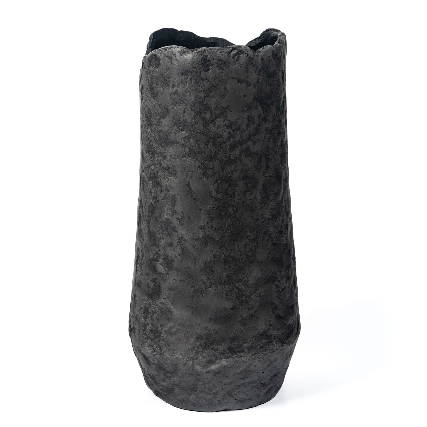 14" Gray Hammered Cylinder Aluminum Table Vase-1