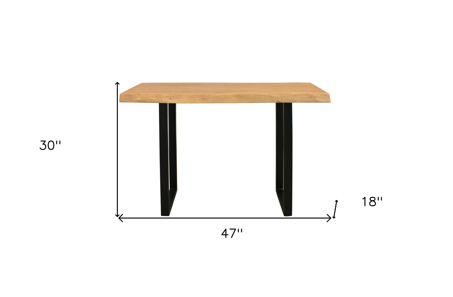 47" Natural and Black Solid Wood and Metal Live Edge Console Table-7