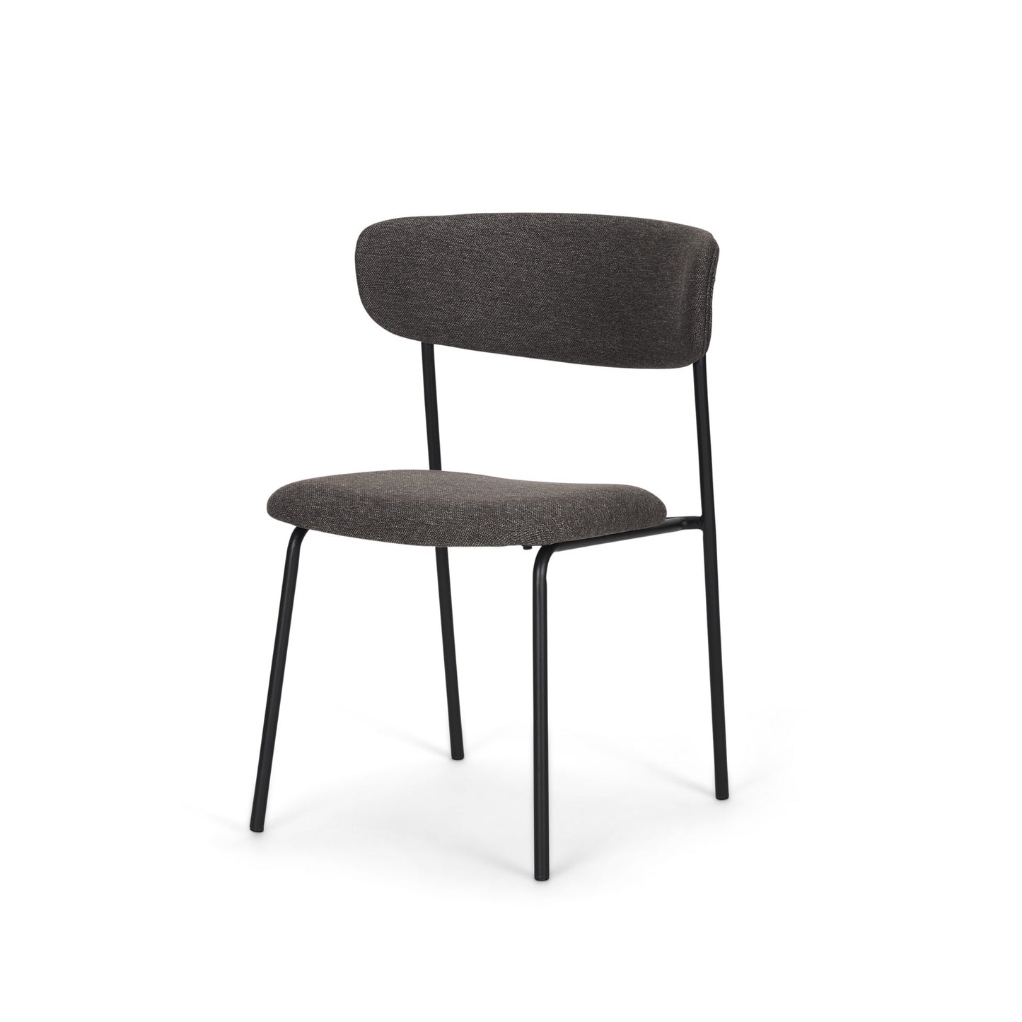 Gray and Black Upholstered Fabric And Metal Open Back Dining Side Chair-1