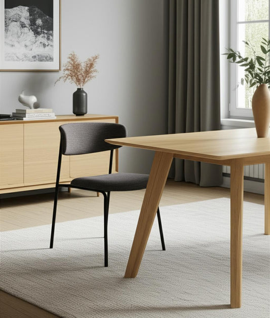 Gray and Black Upholstered Fabric And Metal Open Back Dining Side Chair-0