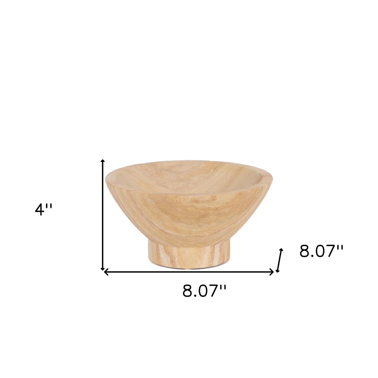 8" Beige Sandstone Round Pedestal Centerpiece Bowl-4