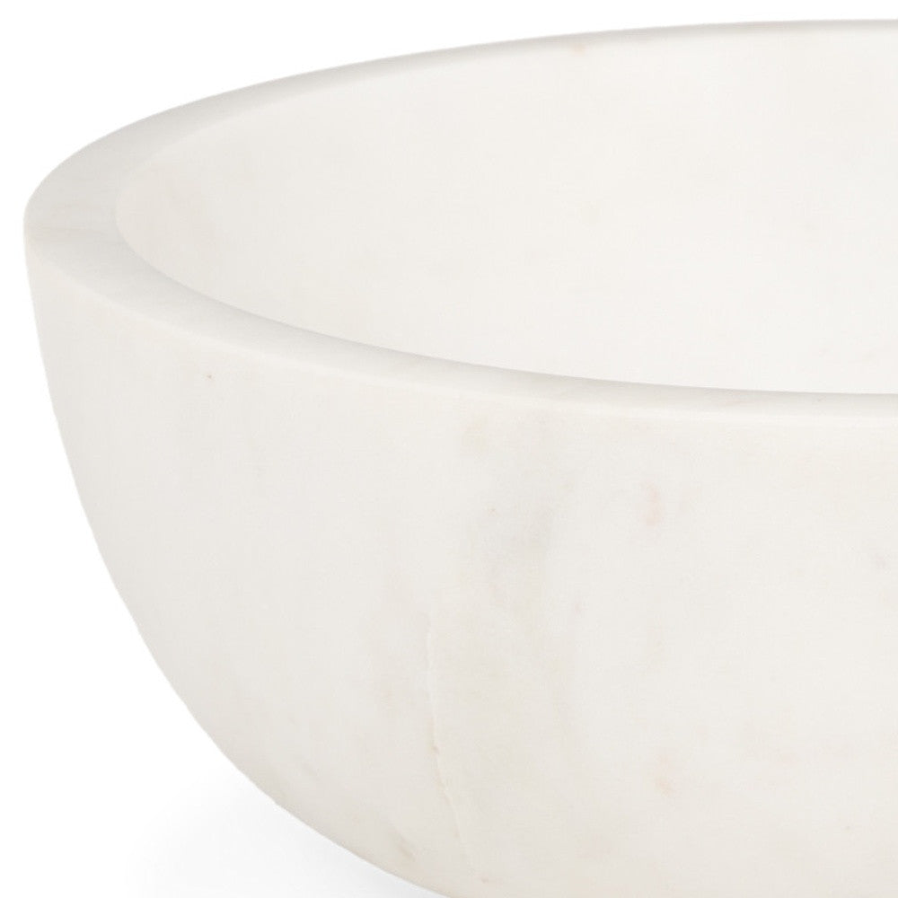 10" White Marble Round Centerpiece Bowl-3