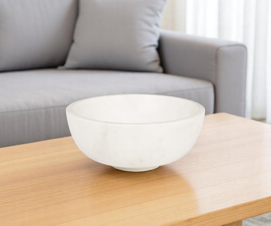 10" White Marble Round Centerpiece Bowl-0