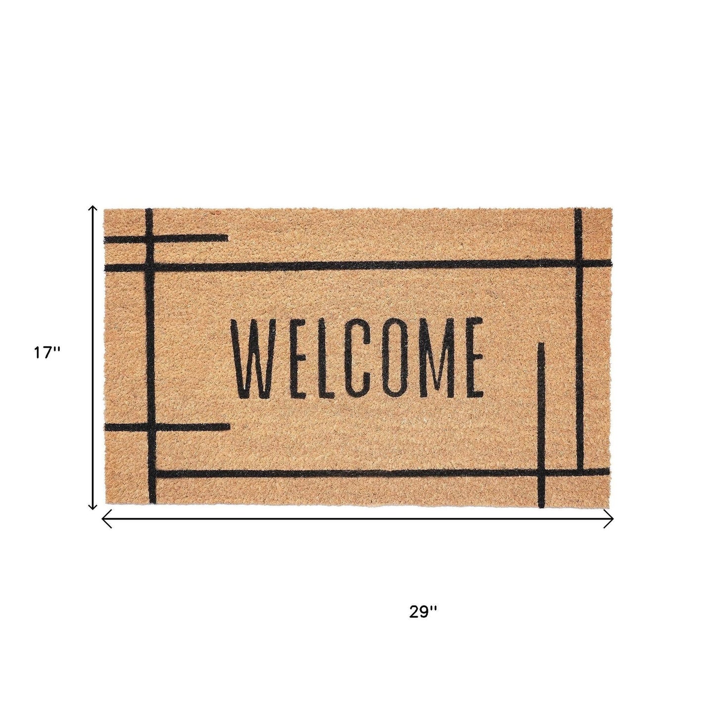 17" X 29" Natural And Black Welcome Outdoor Coir Door Mat-1