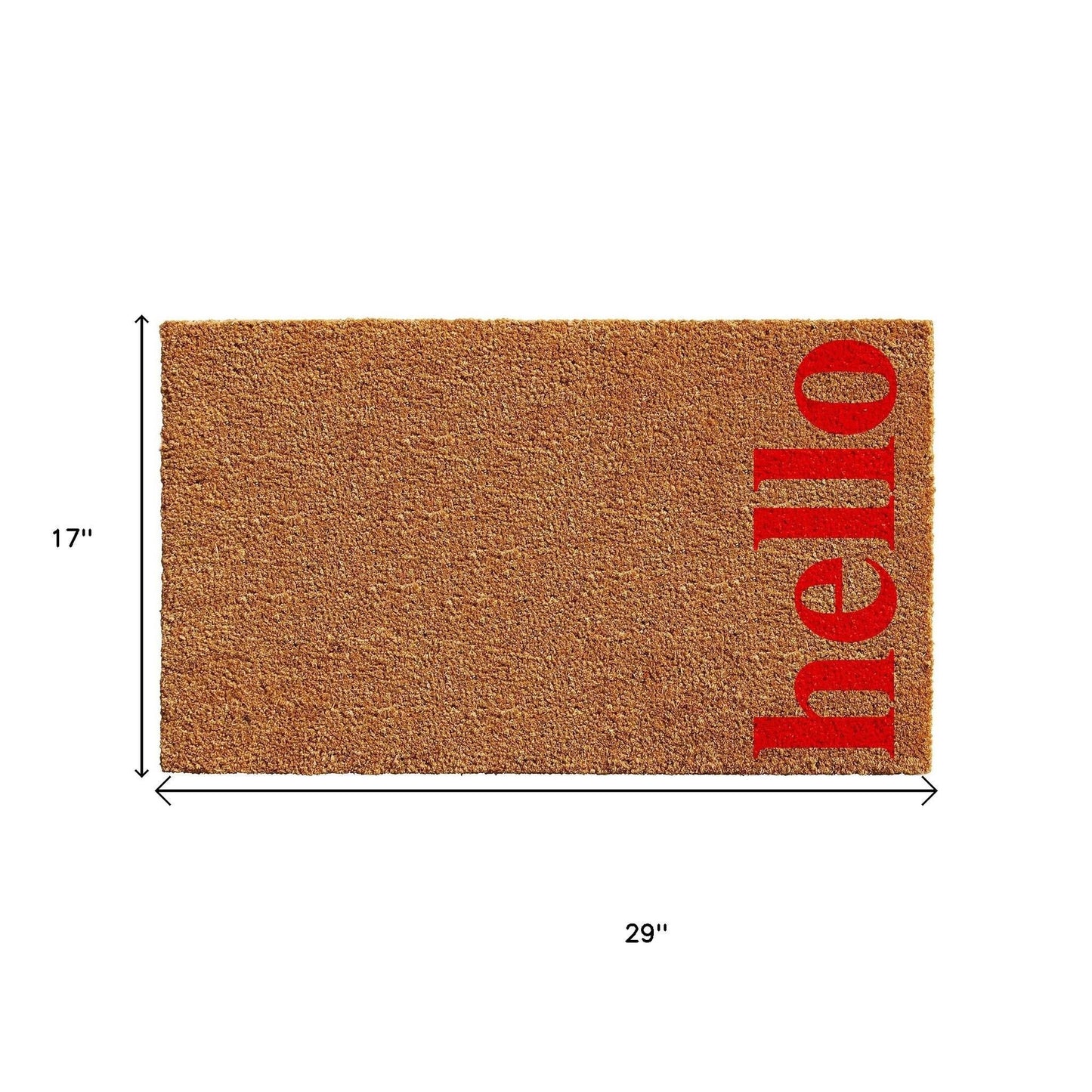 17" X 29" Natural And Red Hello Outdoor Coir Door Mat-4