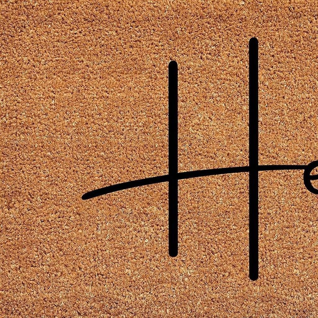 24" X 36" Natural And Black Mod Hello Outdoor Coir Door Mat-3