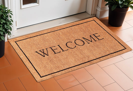 18" X 30" Natural And Black Coir Welcome Outdoor Door Mat-0