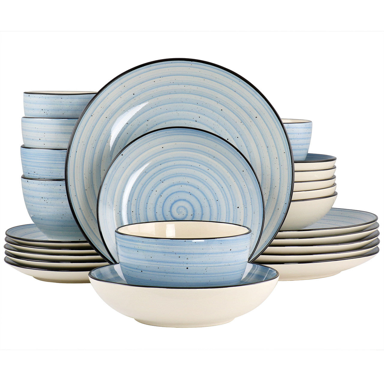 Elama Gia 24 Piece Round Stoneware Dinnerware Set in Light Blue-0
